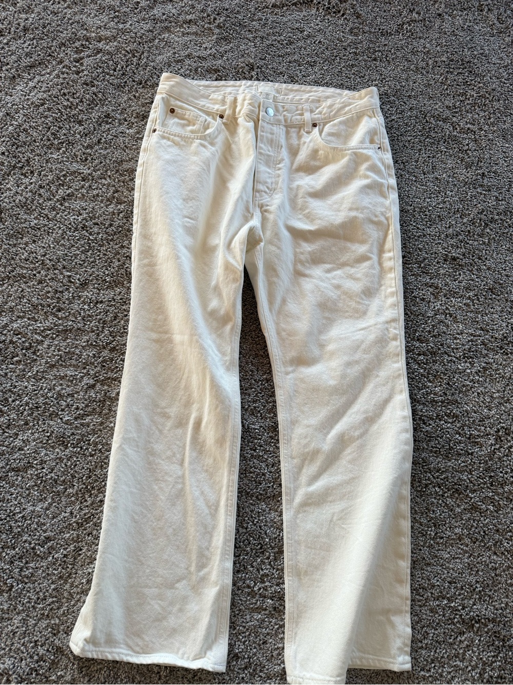 H&M Women's Straight Leg Jeans — Cream/Off-White